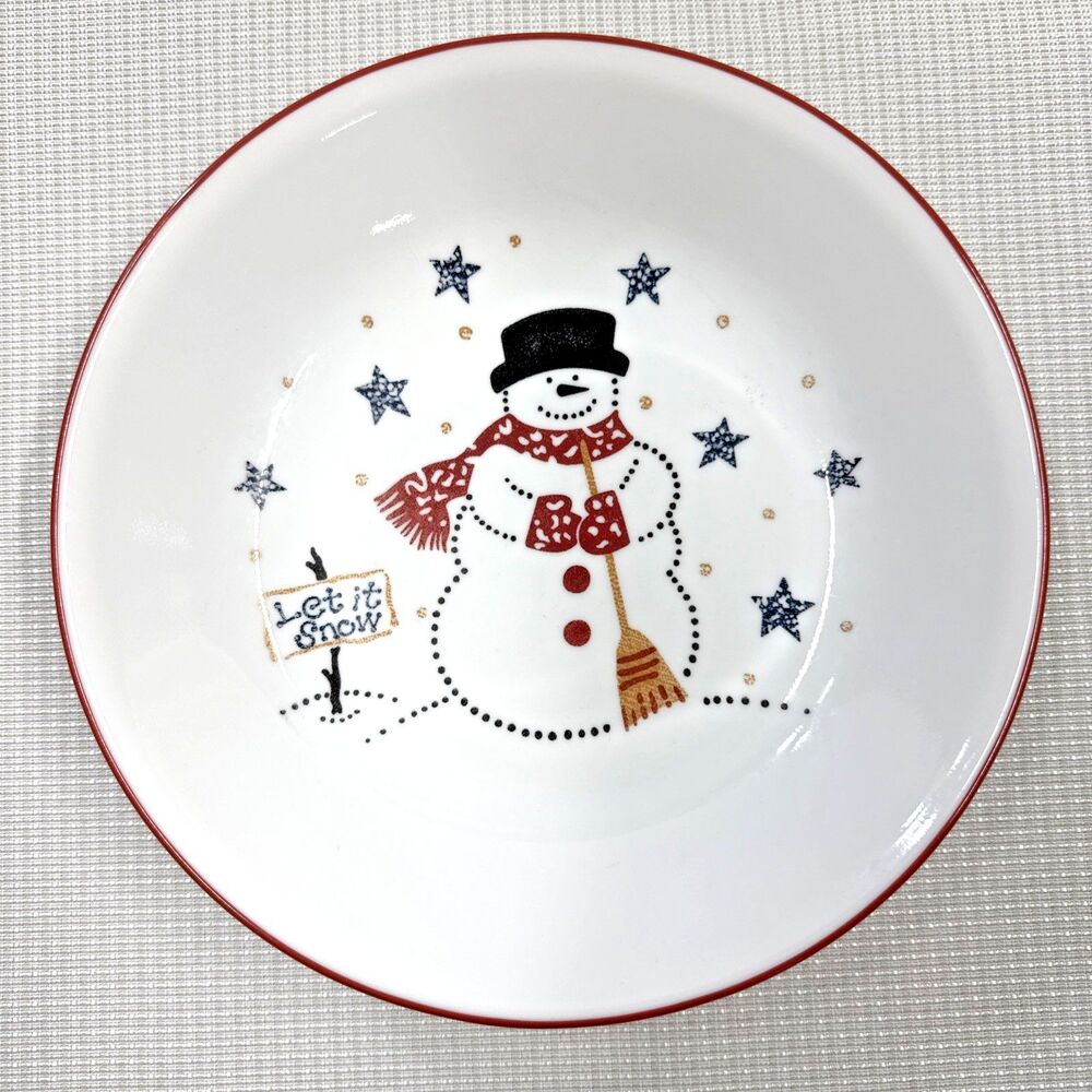 Vintage Corelle Let It Snow Snowman Christmas 8.5" Pasta Bowl